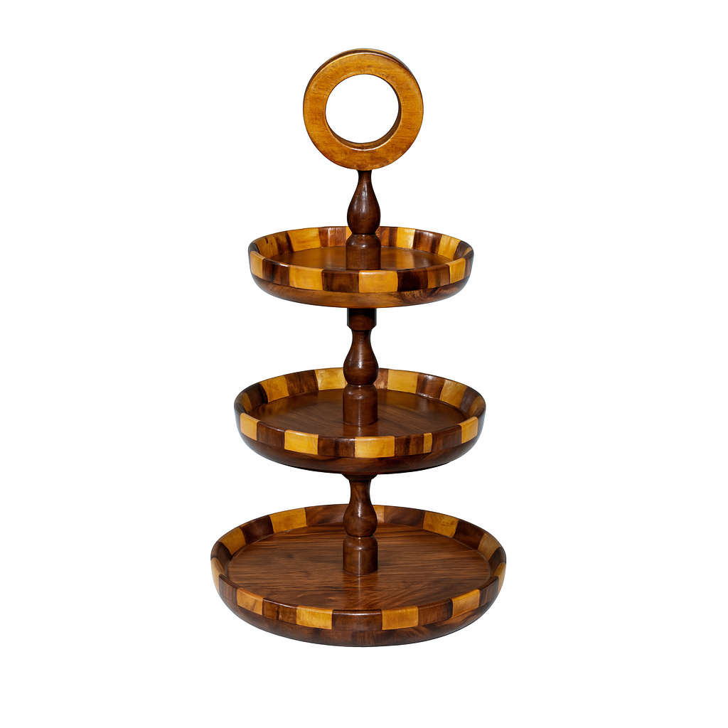 3 TIER WOODEN SERVING DISH (STAND)